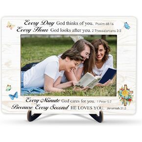 Christian Encouragement Picture Frame, Butterfly Wooden Photo Frame With Stand For Office Home, Inspirational Scripture Gifts For Women, Bible Verses Gifts For Sister Friend Colleague Daughter, A16
