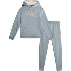 AEROPOSTALE Boys' Jogger Set - 2 Piece Sherpa Lined Pullover Hoodie Sweatshirt and Fleece Sweatpants for Boys (4-7)