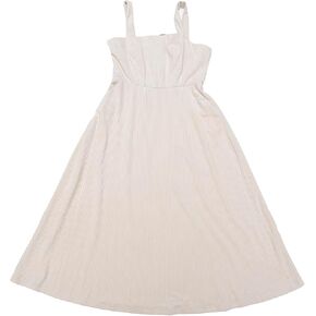 Allegra K Tank Ribbed Dress for Women's Vintage A-Line Sleeveless Casual Midi Dress