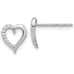Diamond2Deal 14k Gold Diamond Heart Stud Earrings (L- 0.39 in, W- 0.35 in)