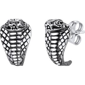 Cobra Stud Earrings for Women Silver Tiny Ear Studs Stainless Steel Dainty Comfortable Studs for Men