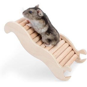 Niteangel Hamster Climbing Toy Wooden Ladder Bridge for Hamsters Gerbils Mice and Small Animals (Large - 10.35'' L)