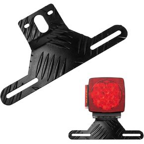Aluminum Trailer License Plate Light Bracket, Auto License Plate Holder Bracket with Light Mount Hole, License Plate Mounting Bracket for Trailer, Universal Car Accessories (Black)