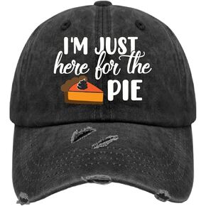 L'm Just Here for The Pie Hats for Women Washed Distressed Baseball Cap Fashion Washed Running Hat Adjustable, Allblack