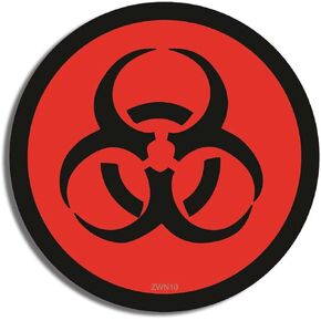 Gear Tatz - Round Red Biohazard - Bumper Sticker - 4 x 4 inches - Professionally Made in The USA (Vinyl,X1)