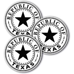 5x5 Republic of Texas 3-Pack Sticker 100% Waterproof Texas Decal State of Texas Decal Republic of Texas Bumper Sticker State of Texas Sticker Texas Sticker