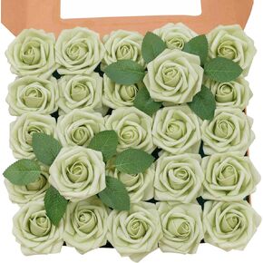 TINGE TIME Artificial Flowers 3" Rose, 25pcs Flowers with Stem, Roses for DIY Wedding Decorations Bouquets Centerpieces Boutonniere Floral Arrangements Bridal Shower (Dark Teal)