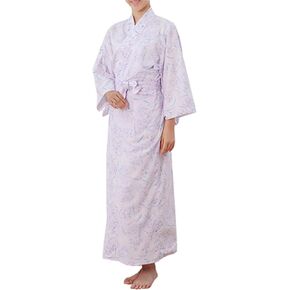 Yukata Kimono　Sleepwear Women's Spa Robe Japanese Pattern Cotton Pajamas with Obi Made in Japan, one size
