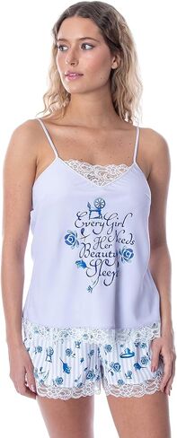 Disney Princess Women's Sleeping Beauty Lace Trim Cami and Shorts Sleepwear Pajama Set in Saudi Arabia