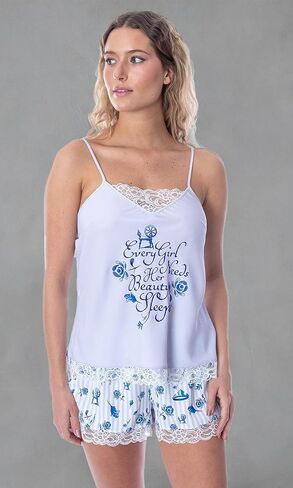 Disney Princess Women's Sleeping Beauty Lace Trim Cami and Shorts Sleepwear Pajama Set in Saudi Arabia