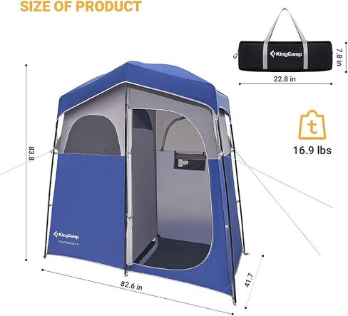 KingCamp Camping Shower Tent Oversize Space Privacy Tent Portable Outdoor Shower Tents for Camping with Shower Bag Dressing Room Easy Set Up Shower Privacy Shelter 1 Room/2 Rooms Toilet Tent in Saudi Arabia