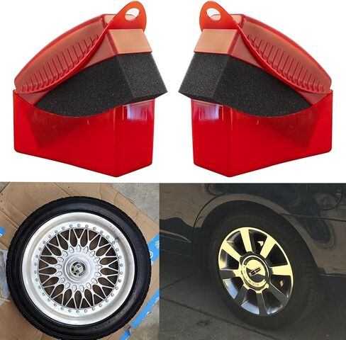 2PCS Tire Shine Applicator,Tire Dressing Applicator,Tire Shine Sponge Pad, Reusable Tire Shine brush Applicator with Ergonomic Rectangular Box Detailing Wheel Cleaner Car Tire Brush, Car detailing kit in Saudi Arabia