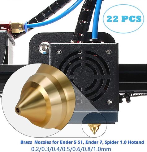Creality10PCS Ender 3 V3 SE، Ender 5 S1 مجموعة فوهات سبائك النحاس المطلية بالنيكل، طابعة ثلاثية الأبعاد مقاومة لدرجات الحرارة العالية 5 قطع 0.4 مم، 5 قطع 0.6 مم طقم فوهات لـ Ender 5 S1، Ender 7، Spider 1.0 in Kuwait