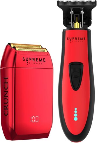 مجموعة أدوات الحلاقة من SUPREME TRIMMER - ماكينة تشذيب الشعر وماكينة حلاقة اللحية الاحترافية للرجال - ST5220 وSTF602 (حزمة سوداء) in Saudi Arabia