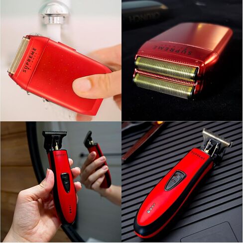 مجموعة أدوات الحلاقة من SUPREME TRIMMER - ماكينة تشذيب الشعر وماكينة حلاقة اللحية الاحترافية للرجال - ST5220 وSTF602 (حزمة سوداء) in Saudi Arabia