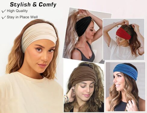 6 عبوات من عصابات الرأس العريضة للنساء غير قابلة للانزلاق مع 6 قطع من ربطات الشعر، عصابات رأس ناعمة لشعر المرأة واليوجا والتمارين الرياضية ووشاح الرأس من قماش القماش المعقود السميك وإكسسوارات الشعر النسائية الأفريقية in Kuwait