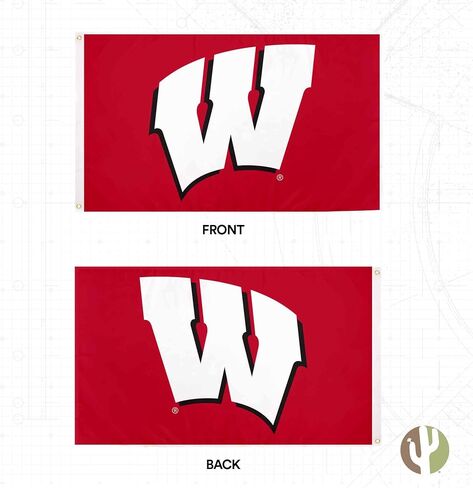 Desert Cactus University of Wisconsin Flag Badgers UW Madison Flag Banners 100% Polyester Indoor Outdoor 3x5 feet Flags (Style 3) in Saudi Arabia