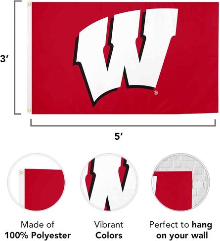 Desert Cactus University of Wisconsin Flag Badgers UW Madison Flag Banners 100% Polyester Indoor Outdoor 3x5 feet Flags (Style 3) in Saudi Arabia