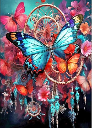Lxmsja Purple Butterfly Diamond Art Painting Kits, 5D Natural Landscape Paint by Number for Adults Beginners, DIY Full Drill Round Diamond Art Kits for Home Wall Decor, 11.8 X 15.7 Inch in Saudi Arabia