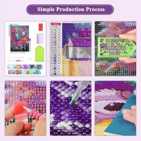 Lxmsja Purple Butterfly Diamond Art Painting Kits, 5D Natural Landscape Paint by Number for Adults Beginners, DIY Full Drill Round Diamond Art Kits for Home Wall Decor, 11.8 X 15.7 Inch in Saudi Arabia