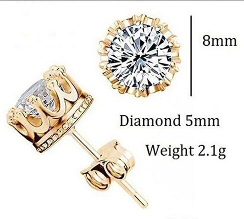 Fashion Crown 18k Gold Plated Earrings Women Brincos De Prata Men Sterling Silver Crystal Jewerly Double Stud Earrings by Taoqiao in Saudi Arabia