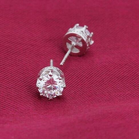 Fashion Crown 18k Gold Plated Earrings Women Brincos De Prata Men Sterling Silver Crystal Jewerly Double Stud Earrings by Taoqiao in Saudi Arabia