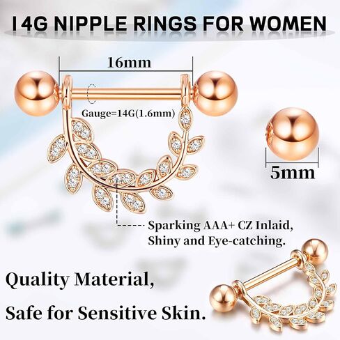 Besteel 7 Pairs Nipple Piercing Jewelry Stainless Surgical Steel Nipple Rings Set Cute CZ Ball Heart Butterfly Snake Tongue Belly Barbell Body Jewelry for Women 14G in Kuwait