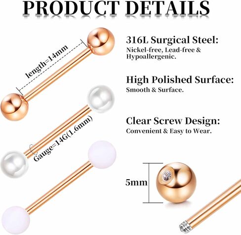 Besteel 7 Pairs Nipple Piercing Jewelry Stainless Surgical Steel Nipple Rings Set Cute CZ Ball Heart Butterfly Snake Tongue Belly Barbell Body Jewelry for Women 14G in Kuwait