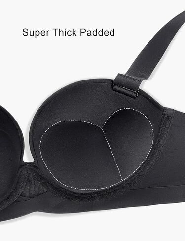 Push Up Bras for Women Support Padded Balconette Add 1 Cup Size Wide Band Underwire Back Smoothing T-Shirt Bra in Kuwait