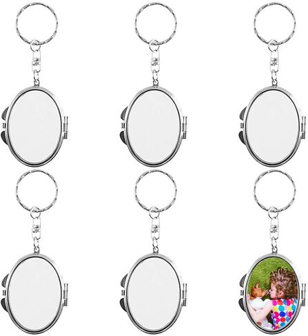 6 Pcs Sublimation Blank Pocket Makeup Mirror Keychains Double Sided Blank Compact Mirror Cosmetic Mirror Key Chain in Kuwait
