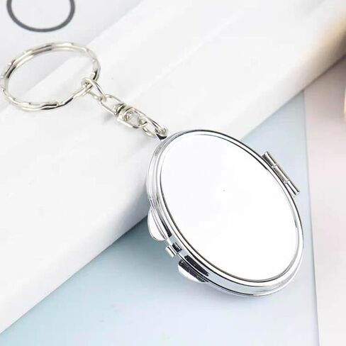 6 Pcs Sublimation Blank Pocket Makeup Mirror Keychains Double Sided Blank Compact Mirror Cosmetic Mirror Key Chain in Kuwait