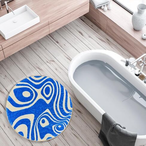 24x24 - Bathroom Rugs Non Slip Washable - Runner Rug - Absorbent Bath Mat - Shower Rug - Tub Mat - Bathroom Mat Quick Dry - Toilet Rug - Floor Mat - Blue Bath Rug - Waves in Saudi Arabia