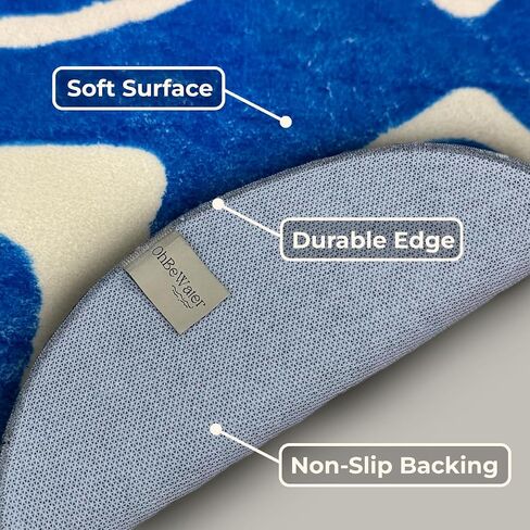 24x24 - Bathroom Rugs Non Slip Washable - Runner Rug - Absorbent Bath Mat - Shower Rug - Tub Mat - Bathroom Mat Quick Dry - Toilet Rug - Floor Mat - Blue Bath Rug - Waves in Saudi Arabia
