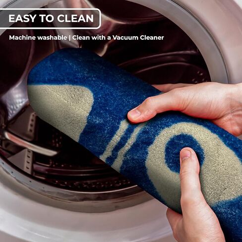 24x24 - Bathroom Rugs Non Slip Washable - Runner Rug - Absorbent Bath Mat - Shower Rug - Tub Mat - Bathroom Mat Quick Dry - Toilet Rug - Floor Mat - Blue Bath Rug - Waves in Saudi Arabia