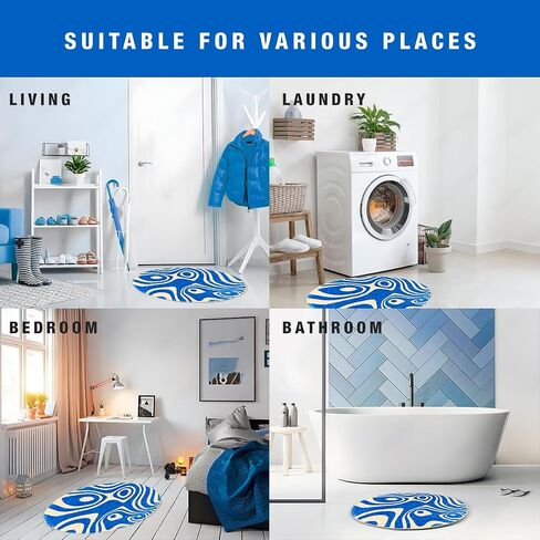 24x24 - Bathroom Rugs Non Slip Washable - Runner Rug - Absorbent Bath Mat - Shower Rug - Tub Mat - Bathroom Mat Quick Dry - Toilet Rug - Floor Mat - Blue Bath Rug - Waves in Saudi Arabia