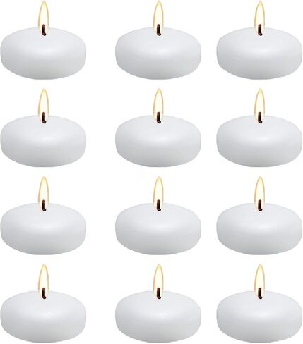 12Pack 3inch Floating Candles-Long Smokeless,Lasting Burning time-Unscented White Floating Candles for Valentine's Day, Thanksgiving, Wedding, Holiday, Parties and Home Decor in Saudi Arabia