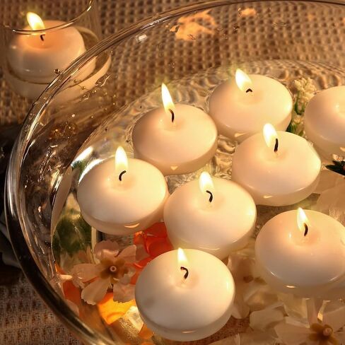 12Pack 3inch Floating Candles-Long Smokeless,Lasting Burning time-Unscented White Floating Candles for Valentine's Day, Thanksgiving, Wedding, Holiday, Parties and Home Decor in Saudi Arabia