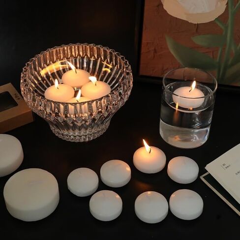 12Pack 3inch Floating Candles-Long Smokeless,Lasting Burning time-Unscented White Floating Candles for Valentine's Day, Thanksgiving, Wedding, Holiday, Parties and Home Decor in Saudi Arabia