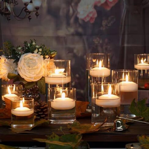 12Pack 3inch Floating Candles-Long Smokeless,Lasting Burning time-Unscented White Floating Candles for Valentine's Day, Thanksgiving, Wedding, Holiday, Parties and Home Decor in Saudi Arabia