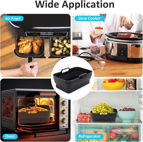 Air Fryer Silicone Liners Pot for Ninja Foodi Dual DZ090 6QT, 2 Pack Reusable Air Fryer Silicone Replacement Basket Bowl, Collapsible Baking Tray for Air Fryer Accessories (Gray) in Kuwait