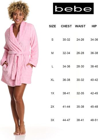 bebe Womens Mid-Length Plush Pajama Lounge Robe Bathrobe in Kuwait