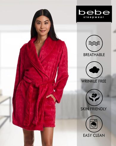 bebe Womens Mid-Length Plush Pajama Lounge Robe Bathrobe in Saudi Arabia