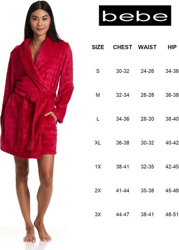 bebe Womens Mid-Length Plush Pajama Lounge Robe Bathrobe in Saudi Arabia