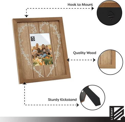 Li'Shay Rustic Wooden 4x6 Picture Frame with Heart in Saudi Arabia