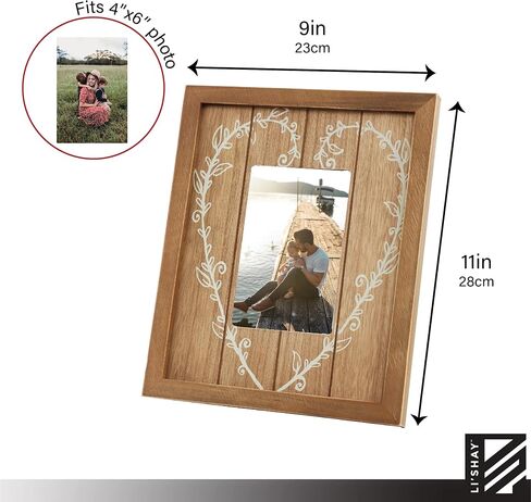 Li'Shay Rustic Wooden 4x6 Picture Frame with Heart in Saudi Arabia