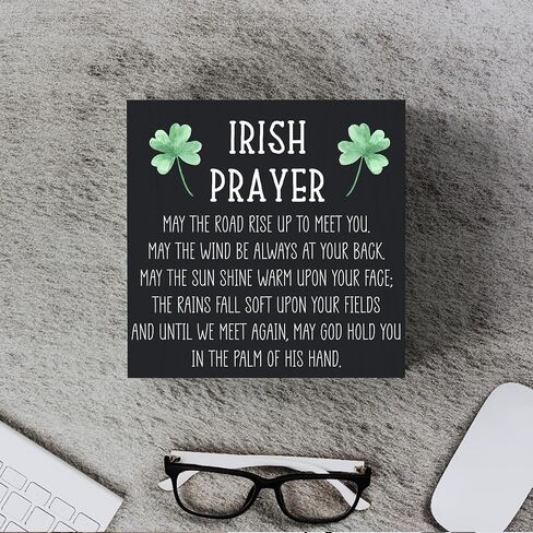 Funny Irish Prayer Wooden Box Sign Plaque May the Road Rise up to Meet You Wood Box Sign Rustic Art Home Shelf Desk Decor 5 X 5 Inches in Saudi Arabia