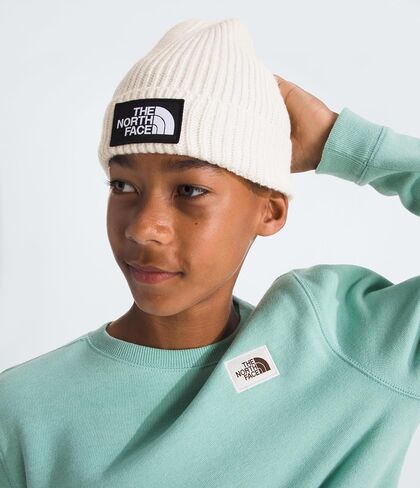 THE NORTH FACE Kids' Box Logo Cuff Winter Beanie Hat, Radiant Poppy, One Size in Saudi Arabia