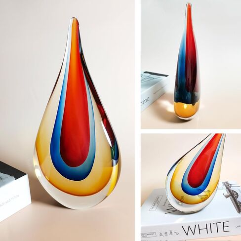Hand Blown Glass Decor, Murano Glass Art for Home,Glass Figurines Decorative Sculpture, Red in Saudi Arabia