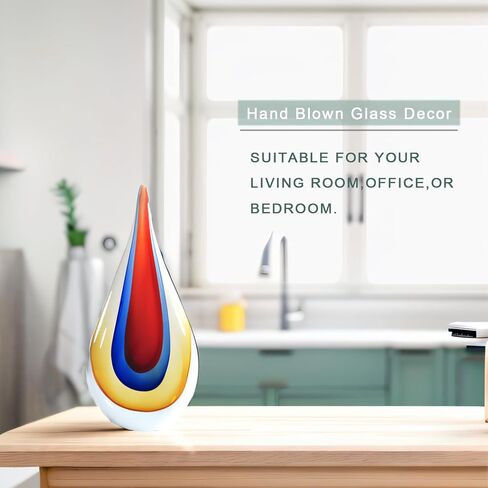 Hand Blown Glass Decor, Murano Glass Art for Home,Glass Figurines Decorative Sculpture, Red in Saudi Arabia