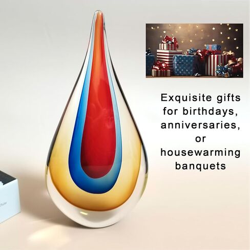 Hand Blown Glass Decor, Murano Glass Art for Home,Glass Figurines Decorative Sculpture, Red in Saudi Arabia